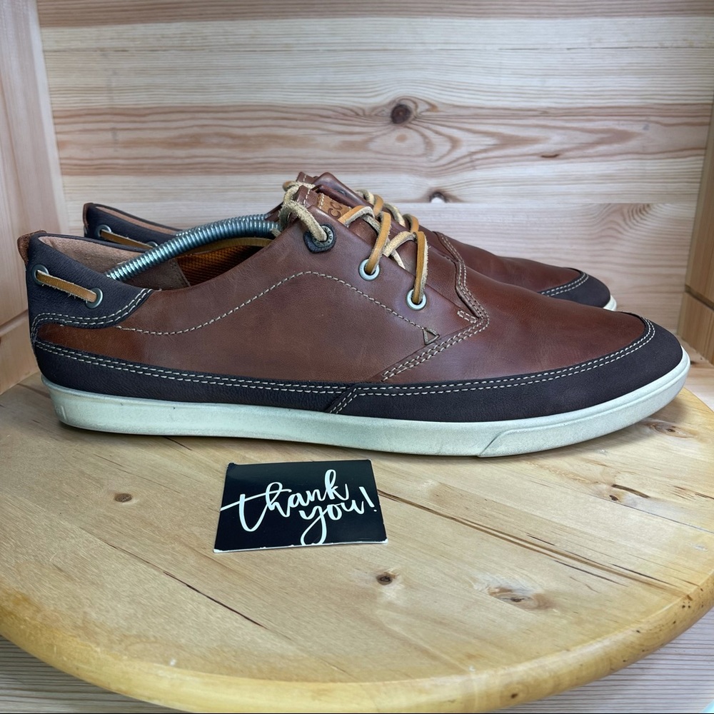 ECCO Men's Brown Genuine Leather Casual Sneaker Shoe Size 12.5